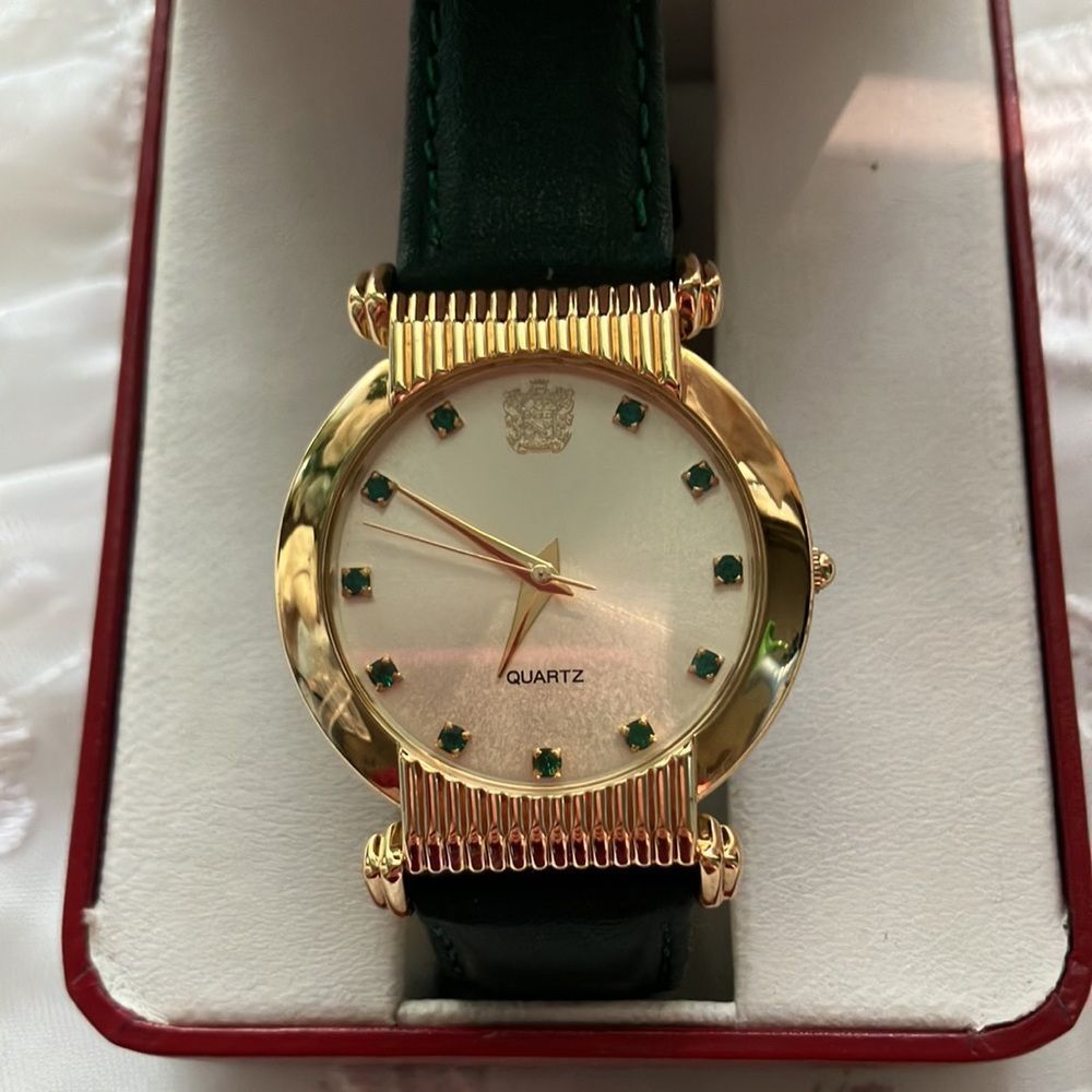 Gucci Green and Gold Leather Jewelry Case